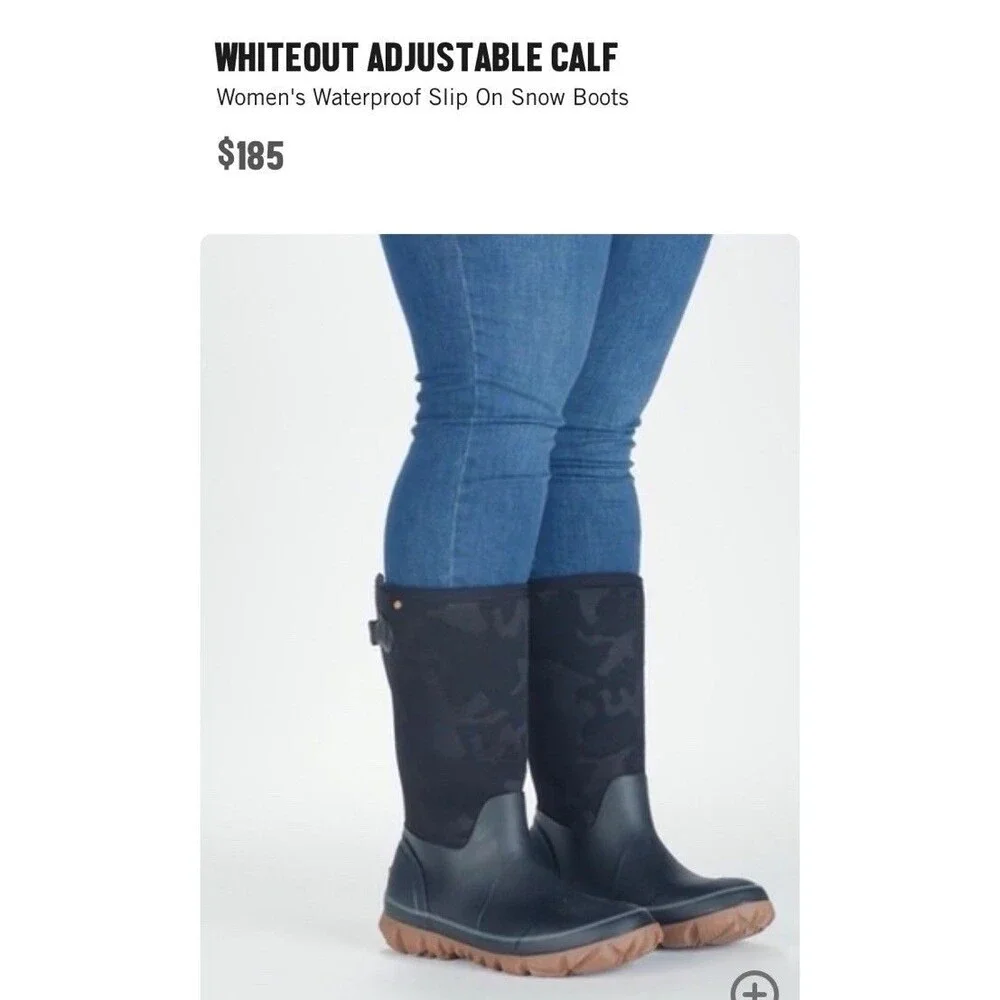 Bogs Whiteout Ajdustable Calf Slip On Boots Winter Size 8 US Or 39 EU Womens